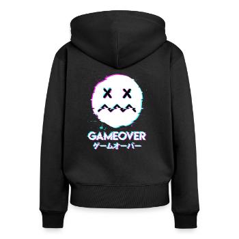 Technomusik Techno Party Festival Acid Face - Sweat à capuche zippé Premium bio Femme - noir - Dos - Julia (174cm)