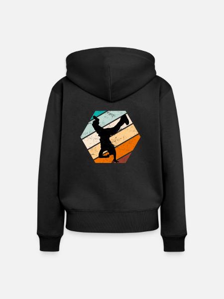 Breakdance Retro Breakdancer B-Boy - Frauen Premium Bio Zip Hoodie - Schwarz