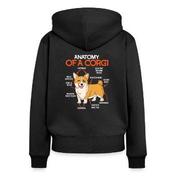 Corgi Hundebesitzer Anatomie eines Corgis - Frauen Premium Bio Zip Hoodie - Schwarz - Hinten - Julia (174cm)