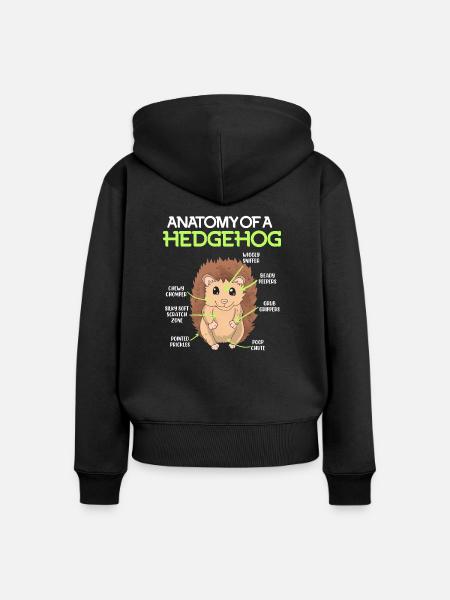 Anatomie eines Igel - Frauen Premium Bio Zip Hoodie - Schwarz