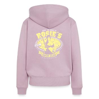 Rosies Rock Club - Frauen Premium Bio Zip Hoodie - Altrosa - Hinten - Julia (174cm)