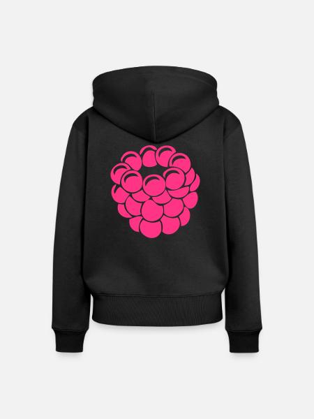 himbeere - Frauen Premium Bio Zip Hoodie - Schwarz