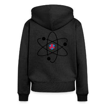 Atom 3 colors - Sweat à capuche zippé Premium bio Femme - noir - Dos - Julia (174cm)