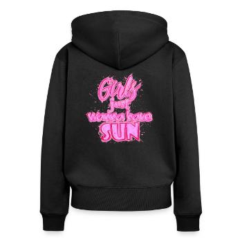 Girls have Sun (Schriftzug) 02 - Frauen Premium Bio Zip Hoodie - Schwarz - Hinten - Julia (174cm)