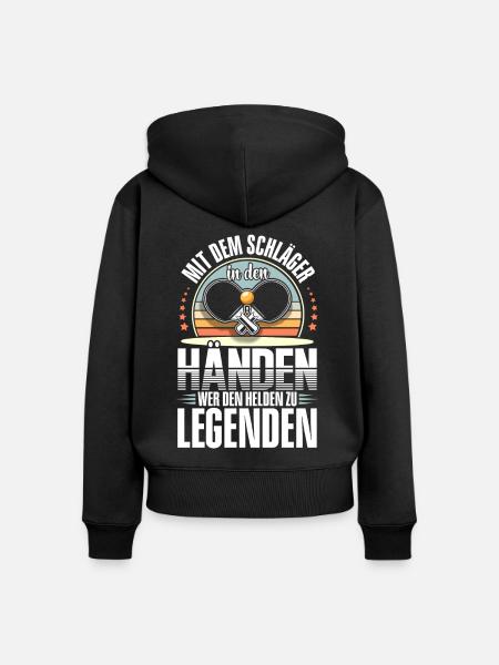 Tischtennis - Frauen Premium Bio Zip Hoodie - Schwarz