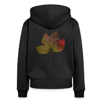 Herbstblatt, Autumn Leaf - Frauen Premium Bio Zip Hoodie - Schwarz - Hinten - Julia (174cm)