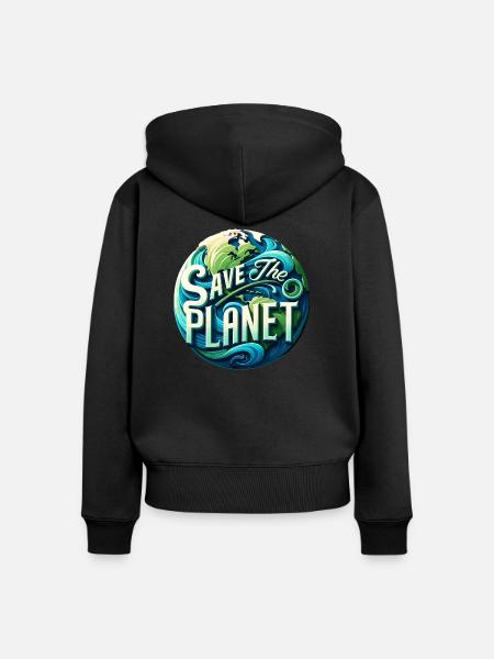 Save the planet - Frauen Premium Bio Zip Hoodie - Schwarz