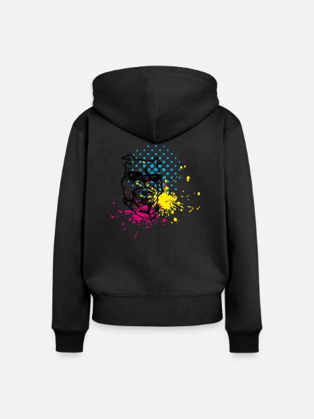 bulldog splash - Frauen Premium Bio Zip Hoodie - Schwarz
