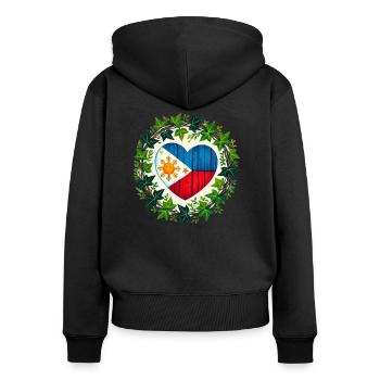 Drapeau des Philippines - Sweat à capuche zippé Premium bio Femme - noir - Dos - Julia (174cm)