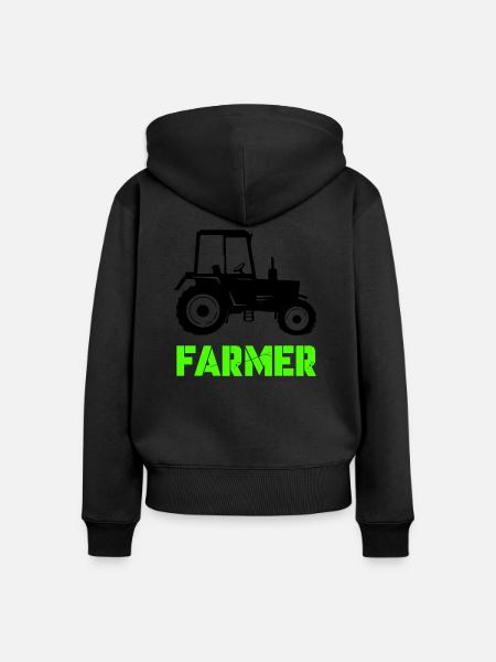 traktor farmer - Frauen Premium Bio Zip Hoodie - Schwarz