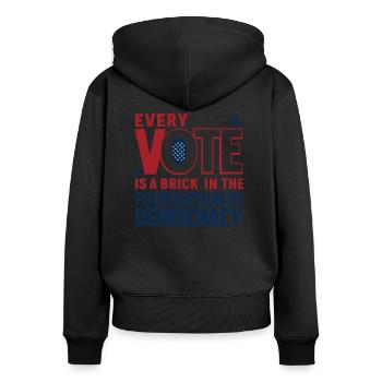 Jede Stimme zählt – das Fundament der Demokratie - Frauen Premium Bio Zip Hoodie - Schwarz - Hinten - Julia (174cm)