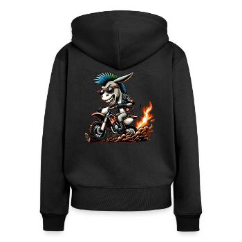 Balade à moto Punk Donkey Adventure - Sweat à capuche zippé Premium bio Femme - noir - Dos - Julia (174cm)
