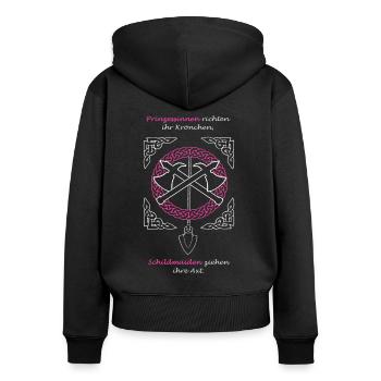 Maid 6 - Frauen Premium Bio Zip Hoodie - Schwarz - Hinten - Julia (174cm)