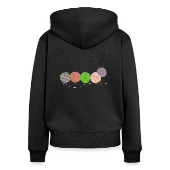Raupen-| Raupe - Frauen Premium Bio Zip Hoodie - Schwarz - Hinten - Julia (174cm)