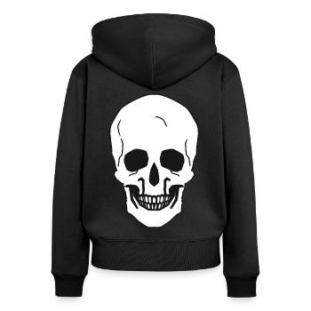 Totenkopf Tod Sterben Friedhof Schädel Halloween - Frauen Premium Bio Zip Hoodie - Schwarz - Hinten - Julia (174cm)