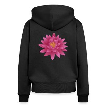 Lotus flower lotus flower water flower motif - Women's Premium Organic Zip Hoodie - black - Back - Julia (174cm)