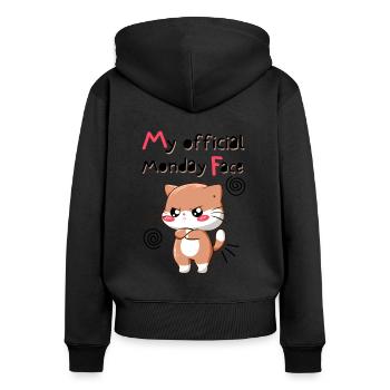 My Official Monday Face. White Version - Women's Premium Organic Zip Hoodie - black - Back - Julia (174cm)