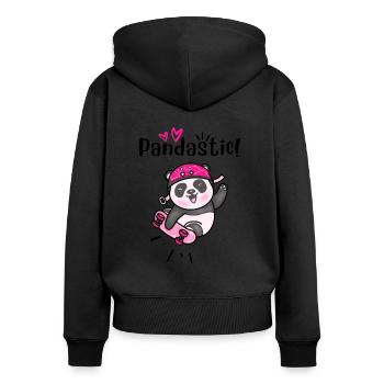 Pandastic Panda Skateboarding. - Women's Premium Organic Zip Hoodie - black - Back - Julia (174cm)