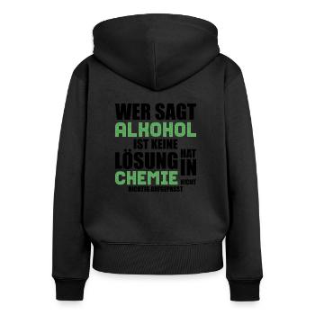 Chemie - Frauen Premium Bio Zip Hoodie - Schwarz - Hinten - Julia (174cm)