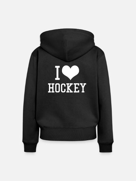 I Love Hockey - Frauen Premium Bio Zip Hoodie - Schwarz