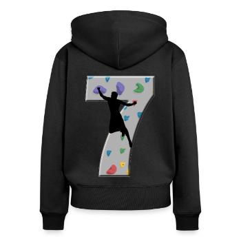 7 Years Old Climber Birthday Bouldering Climbing R - Frauen Premium Bio Zip Hoodie - Schwarz - Hinten - Julia (174cm)