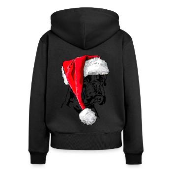 Santa BOXER Hund Weihnachten Hunde Wilsigns - Frauen Premium Bio Zip Hoodie - Schwarz - Hinten - Julia (174cm)