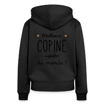 meilleure copine du monde - Sweat à capuche zippé Premium bio Femme - noir - Dos - Julia (174cm)
