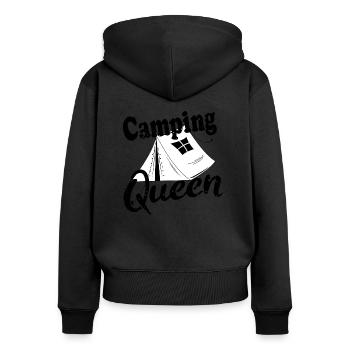 Camping tent Camping queen - Women's Premium Organic Zip Hoodie - black - Back - Julia (174cm)