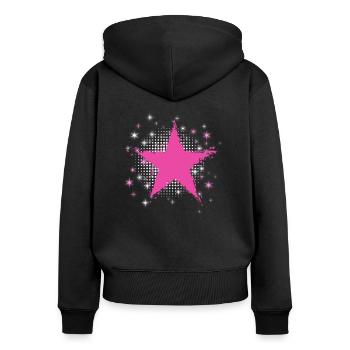 Stern Magenta Rosa 2020 - Frauen Premium Bio Zip Hoodie - Schwarz - Hinten - Julia (174cm)
