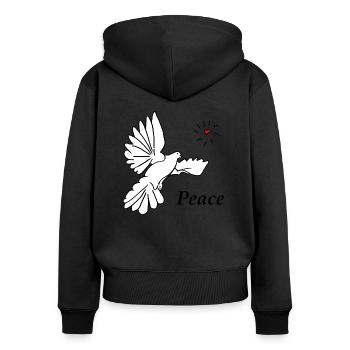 Friedenstaube weisse Taube Peace Frieden - Frauen Premium Bio Zip Hoodie - Schwarz - Hinten - Julia (174cm)