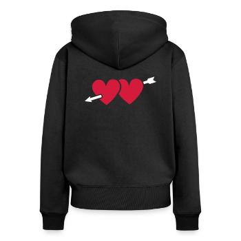 Heart Arrow 2 Hearts Love Arrowhead Couples que j'aime - Sweat à capuche zippé Premium bio Femme - noir - Dos - Julia (174cm)
