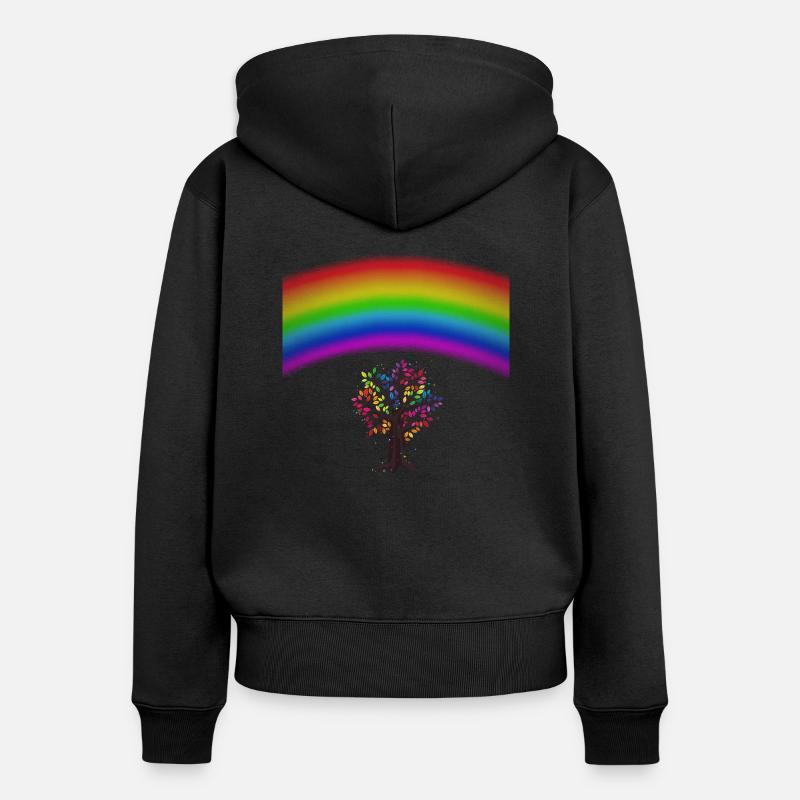 Rainbow Tree - Frauen Premium Bio Zip Hoodie - Schwarz