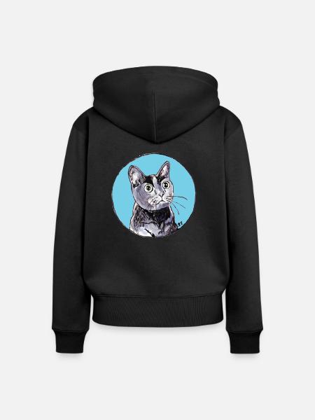 So Shiny - Blue Kitty Ball - Frauen Premium Bio Zip Hoodie - Schwarz