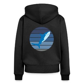 Hai - Frauen Premium Bio Zip Hoodie - Schwarz - Hinten - Julia (174cm)