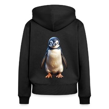 Pinguin - Frauen Premium Bio Zip Hoodie - Schwarz - Hinten - Julia (174cm)