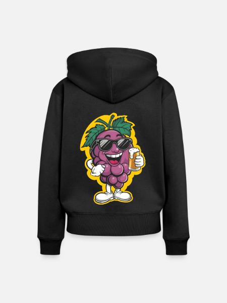Trauben Bier - Frauen Premium Bio Zip Hoodie - Schwarz
