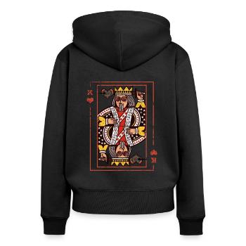 Coeur roi carte de poker costume halloween cool - Sweat à capuche zippé Premium bio Femme - noir - Dos - Julia (174cm)