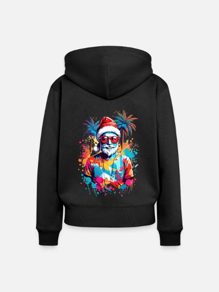 Coole Weihnachtsmann - Frauen Premium Bio Zip Hoodie - Schwarz