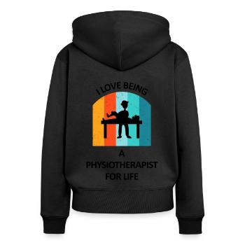 Physiotherapist Humorous Gift Saying Funny - Women's Premium Organic Zip Hoodie - black - Back - Julia (174cm)