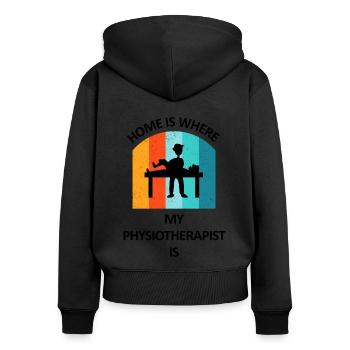 Physiotherapist Humorous Gift Saying Funny - Women's Premium Organic Zip Hoodie - black - Back - Julia (174cm)