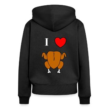 Ich Liebe Brathähnchen mit Herz Cooles lustiges - Frauen Premium Bio Zip Hoodie - Schwarz - Hinten - Julia (174cm)