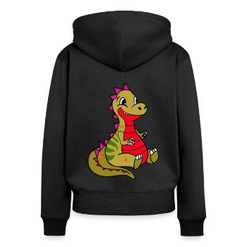 Dinosaurier Kinder Design - Frauen Premium Bio Zip Hoodie - Schwarz - Hinten - Julia (174cm)