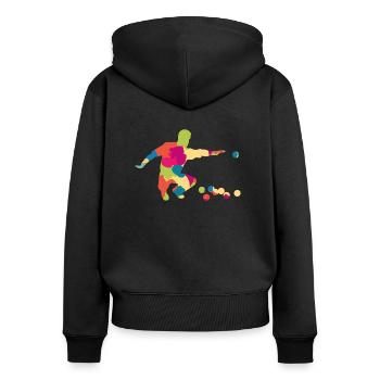 Boccia Petanqué joueur silhouette - Sweat à capuche zippé Premium bio Femme - noir - Dos - Julia (174cm)
