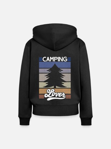 Camper Spruch Camping Lover - Frauen Premium Bio Zip Hoodie - Schwarz