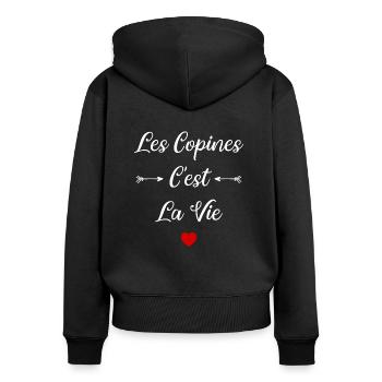Les copines c'est la vie - Sweat à capuche zippé Premium bio Femme - noir - Dos - Julia (174cm)