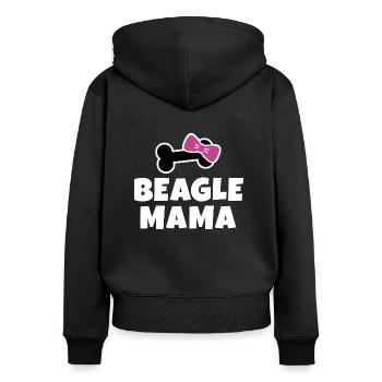 Beagle Mama Schleife - Frauen Premium Bio Zip Hoodie - Schwarz - Hinten - Julia (174cm)