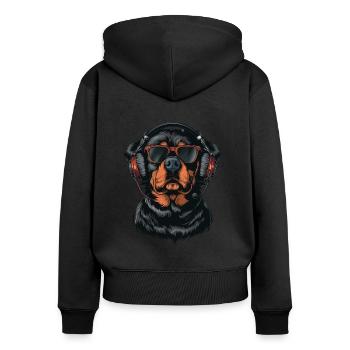 Rottweiler Lunettes de soleil Casque Chiens Chien - Sweat à capuche zippé Premium bio Femme - noir - Dos - Julia (174cm)
