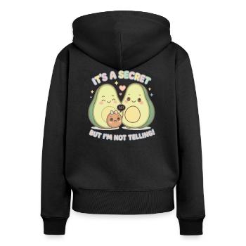 Avocado Familie süßes Geheimnis - Frauen Premium Bio Zip Hoodie - Schwarz - Hinten - Julia (174cm)