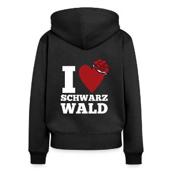 Ich liebe den Schwarzwald Bollenhut Spruch - Frauen Premium Bio Zip Hoodie - Schwarz - Hinten - Julia (174cm)