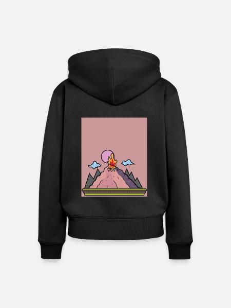 Vulkanausbruch Supervulkan Eruption Lava - Frauen Premium Bio Zip Hoodie - Schwarz